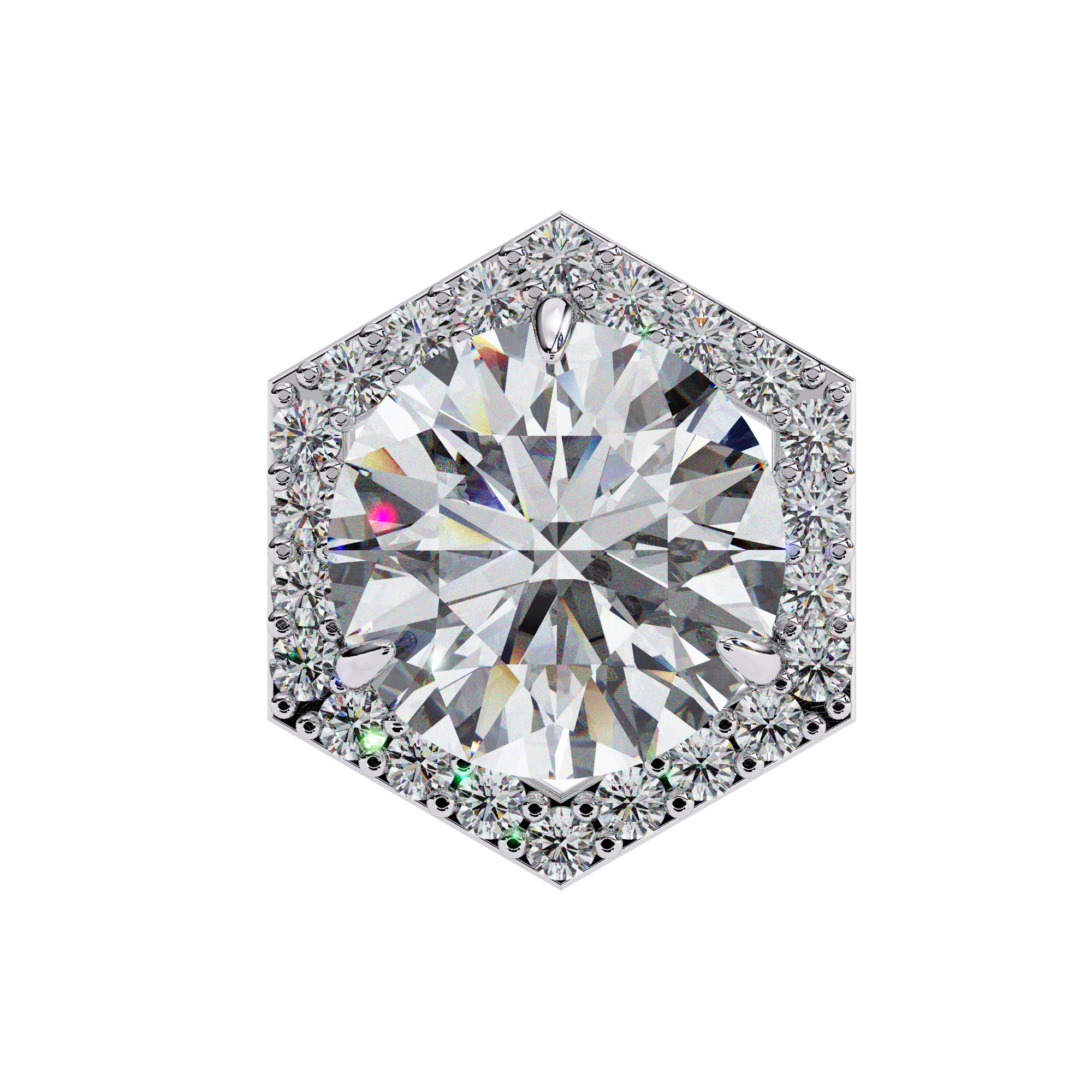 Solitairekart 2.1ct Hexagonal Halo Natural Diamond Stud Earrings-H Color, VS1 Clarity3